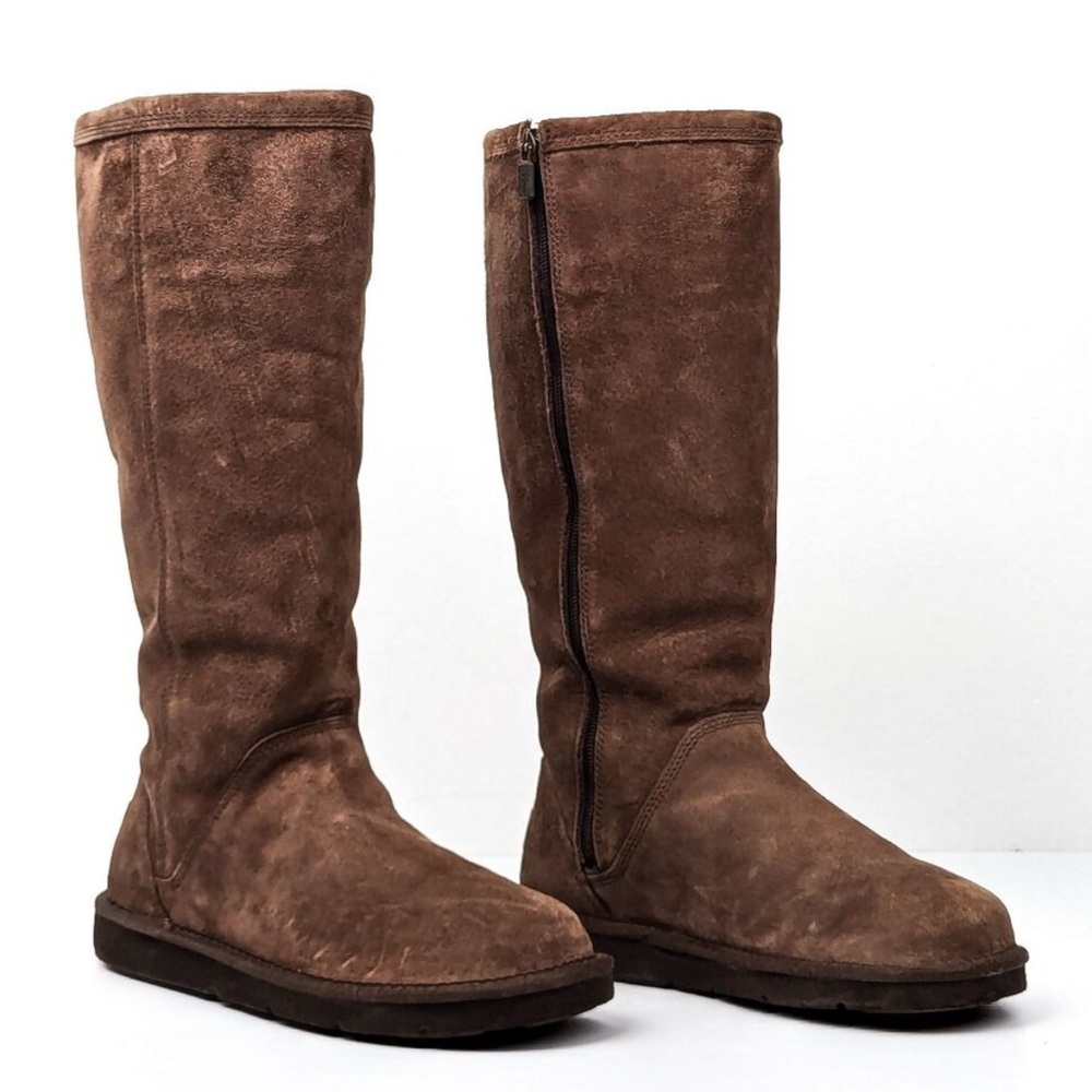 UGGS Knightsbridge Brown Boot Sheepskin Suede Tall Shoe Classic Leather Womens 7